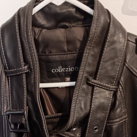 Collezione Italia Woman’s Italian leather Brown biker jacket Beautiful SZ 3X - Picture 2 of 9